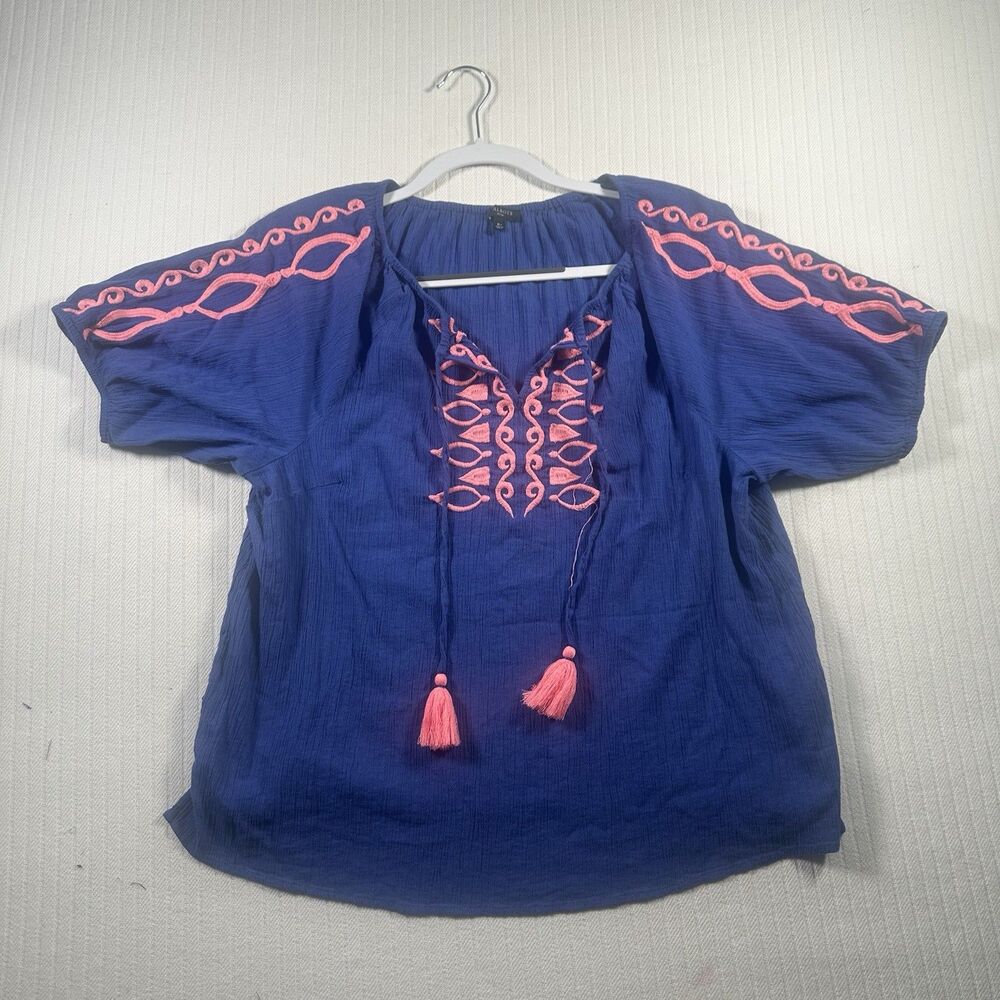 Talbots Petite Boho Embroidered 100% Cotton Tunic Top Women Size XLP